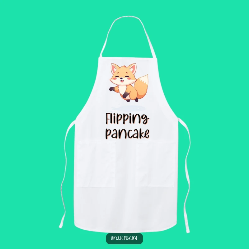 Funny Kawaii Arctic Fox Snow Jump Apron - Kitchen Fun & Hilarious Cooking Accessory, Perfect Funny Gift
