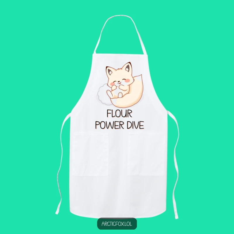 Funny Arctic Fox Snow Roll Apron - Hilarious Kitchen Wear for Snowy Days