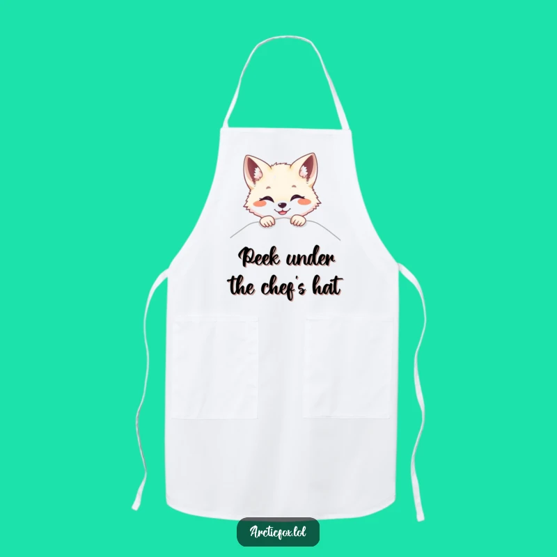 Funny Arctic Fox Peek-a-Boo Apron - Cook with Playful Surprises