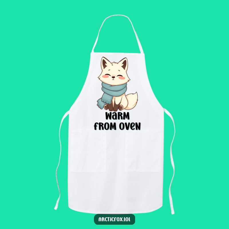 Funny Arctic Fox Scarf Apron: Cozy Kitchen Comfort - Unique Gift