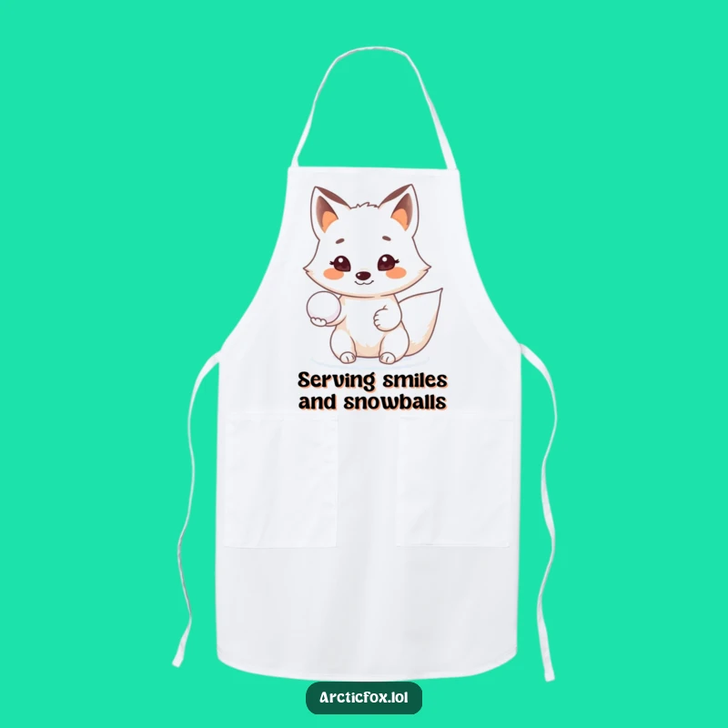 Funny Arctic Fox Snowball Apron - Cook with a Smile and Friendly Flair
