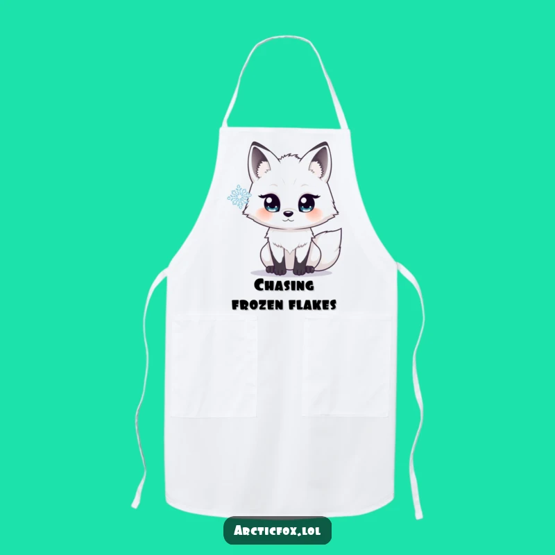 Funny Arctic Fox Snowflake Apron - Whimsical Kitchen Wear for Winter Cooks