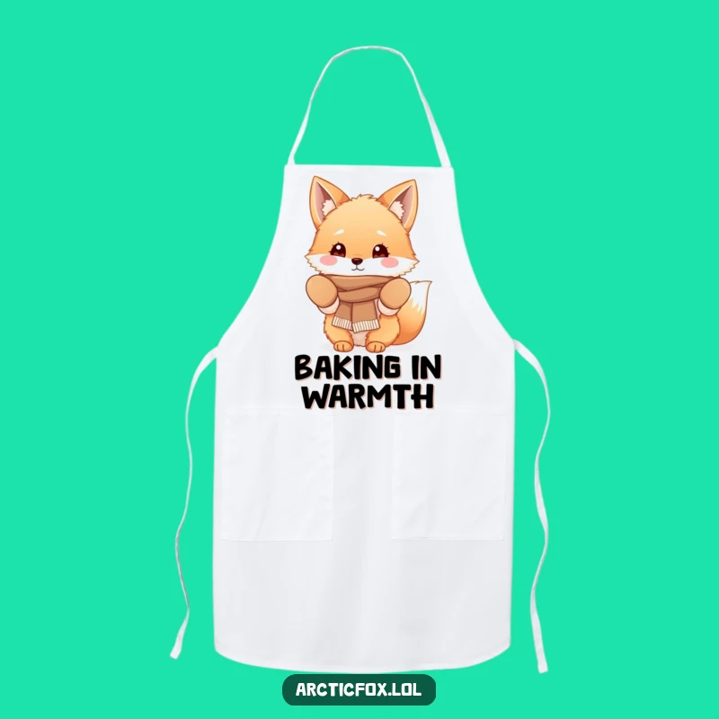 Funny Fluffy Fox Apron: Cozy Winter Design for Kitchen Fun