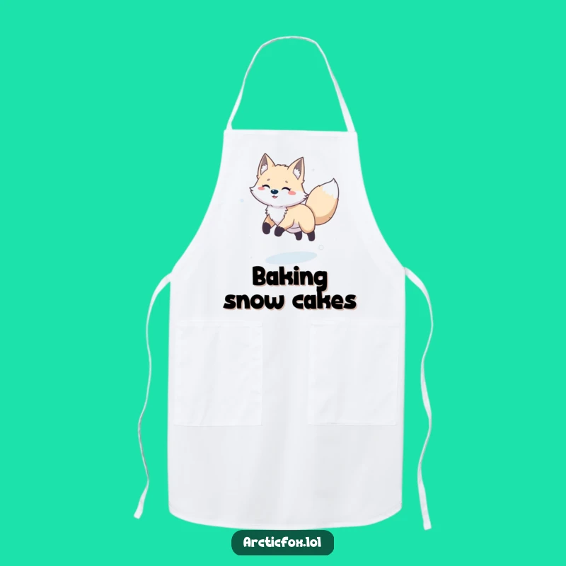 Funny Happy Arctic Fox Leaping Apron - Joyful Kitchen Fun