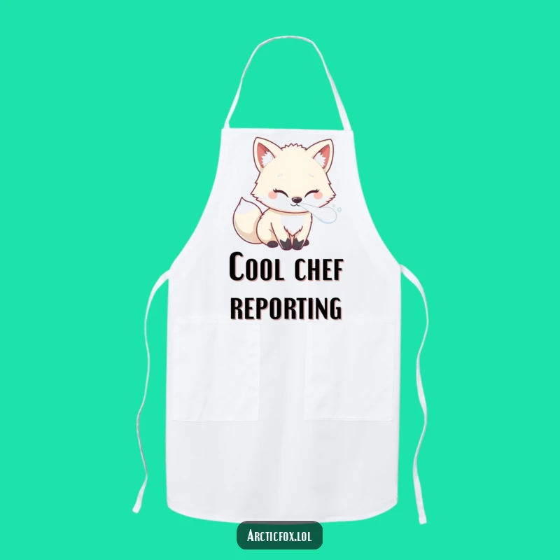 Funny Kawaii Arctic Fox Apron: Cook with Chill Humor, Perfect Gift!
