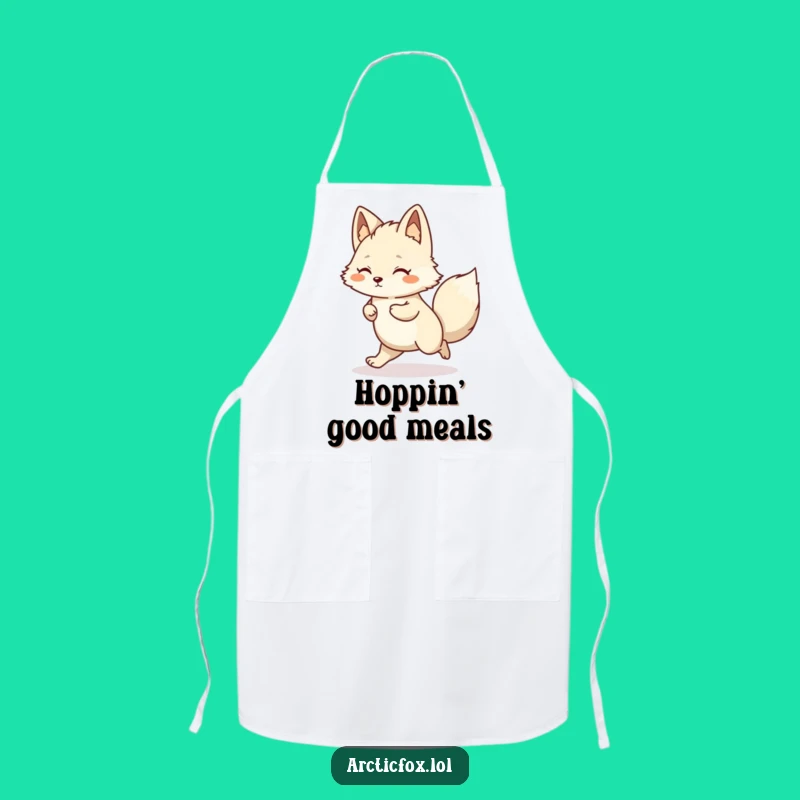 Funny Kawaii Arctic Fox Hop Apron: Cook with Joy, Perfect Gift!