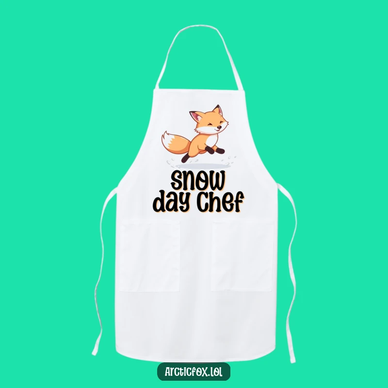 Funny Arctic Fox Apron: Energetic Kitchen Snow Runner Style