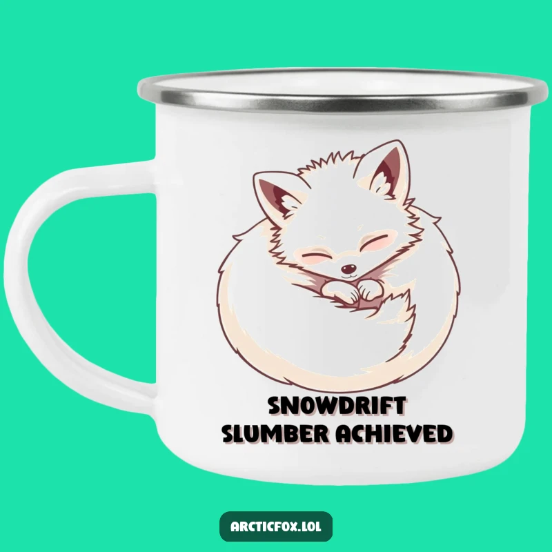 Funny Cozy Fox Camping Mug: Contented Ball Fox, Outdoor Gift