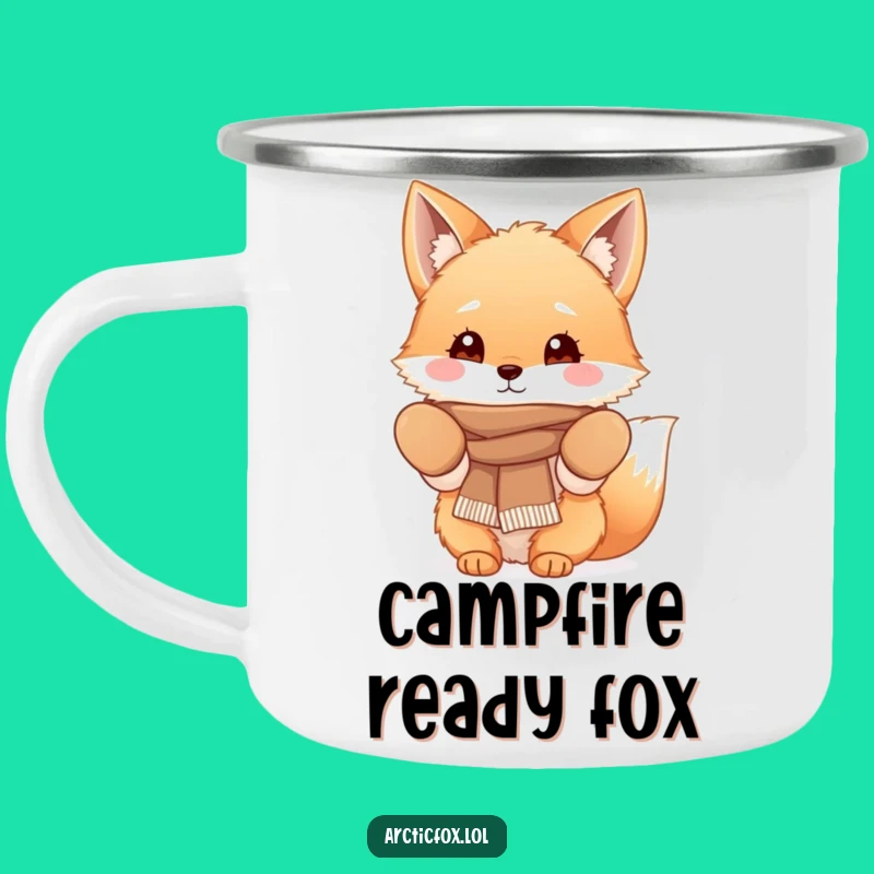 Funny Fluffy Fox Camping Mug: Cozy Winter Design for Outdoors