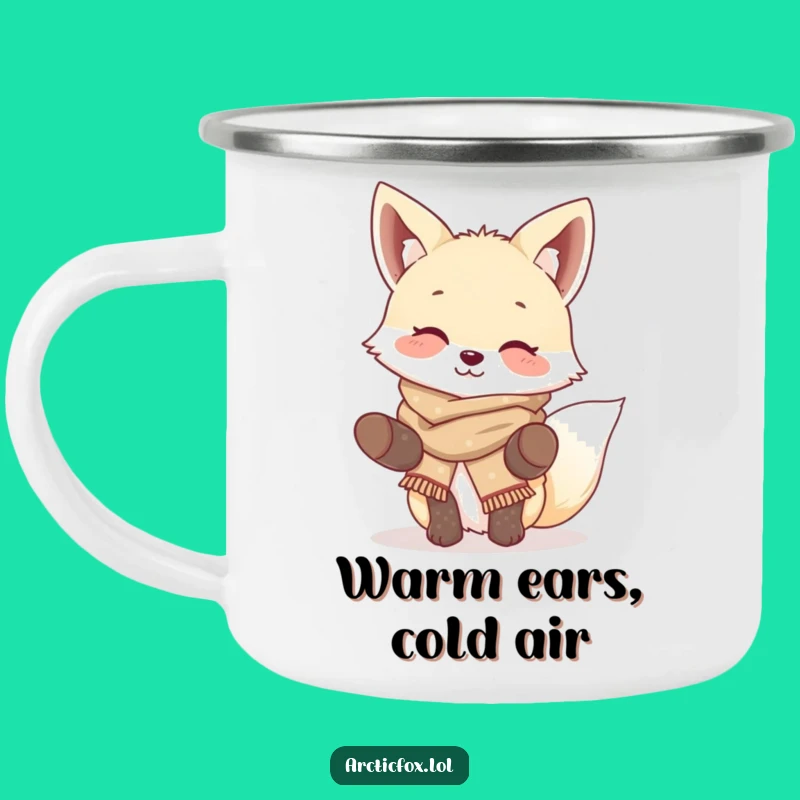 Funny Giggling Fox Camping Mug: Cute Arctic Fox Campfire Buddy