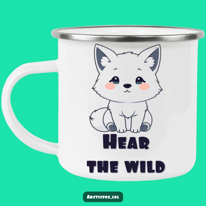 Funny Kawaii Arctic Fox Camping Mug: Cute Outdoor Gear for an Attentive Funny Gift!