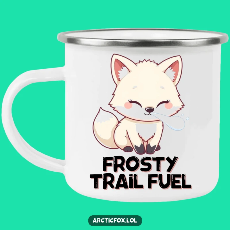 Funny Kawaii Arctic Fox Camping Mug: Frosty Adventures, Perfect Gift!