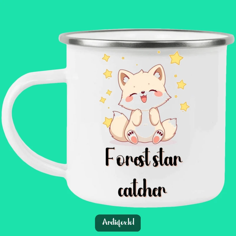 Funny Kawaii Arctic Fox Star Catcher Camping Mug: Adventure Under the Stars!