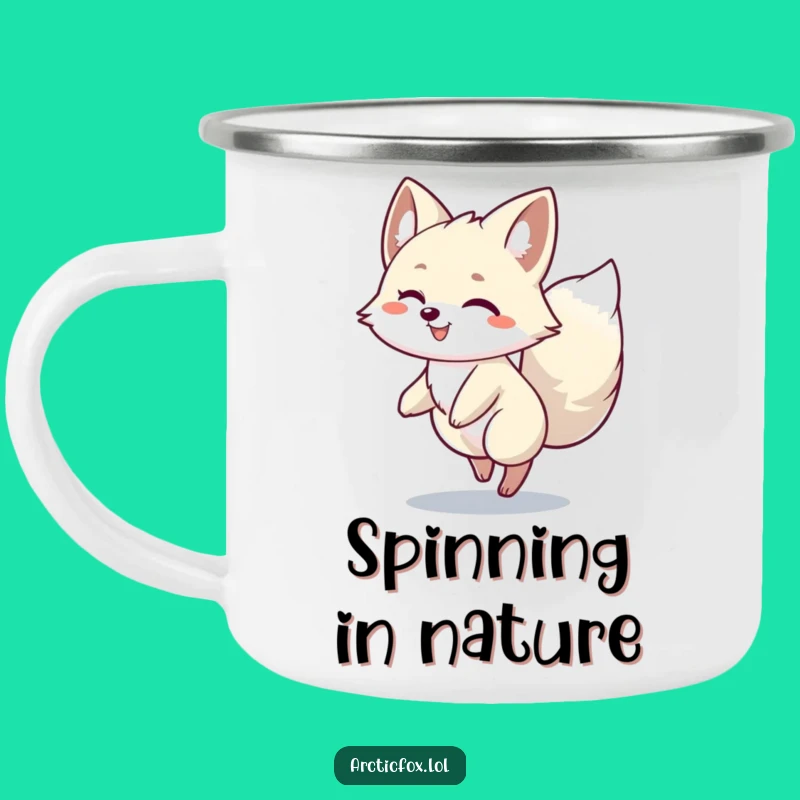 Funny Arctic Fox Spin Camping Mug: Joyful Outdoor Gear for a Happy Funny Gift!