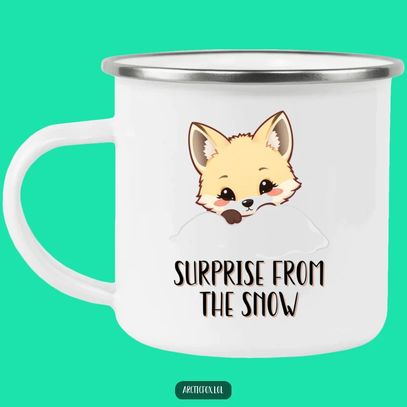 Adventure Kawaii Arctic Fox Camping Mug - Curious Peek, Funny Gift for Campers