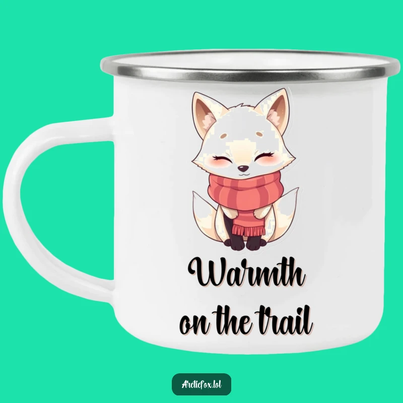 Funny Winking Arctic Fox Scarf Camping Mug - Outdoor Adventure Gift