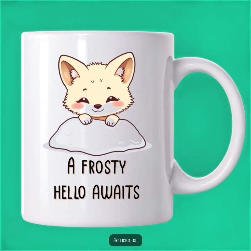 Funny Arctic Fox Snow Peek Mug: Smiling & Shy – Adorable Funny Gift