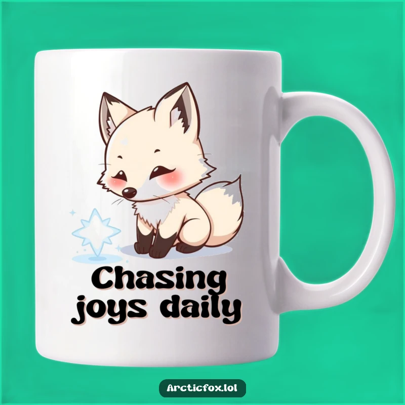 Funny Arctic Fox Snowflake Mug: Playful Chase for a Joyful Gift