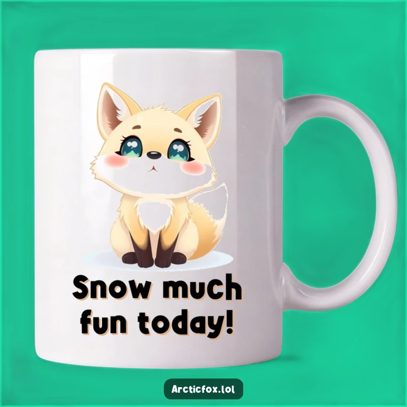 Funny Arctic Fox Watching Snowflakes Mug - Adorable Animal Gift for Winter Lovers