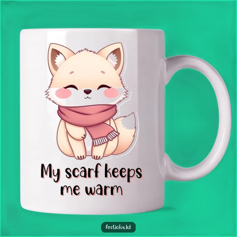 Funny Chubby Arctic Fox Cozy Scarf Mug - Adorable Winter Animal Gift