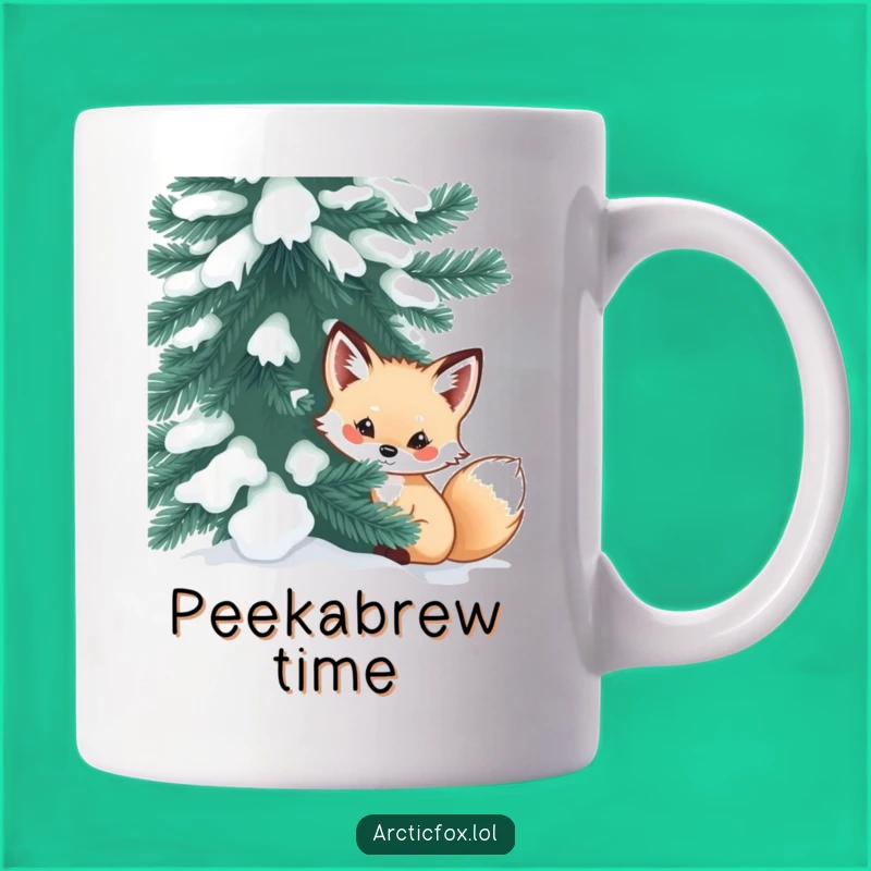 Funny Curious Fox Mug: Sneaky Arctic Fox Gift for Winter Nature Lovers