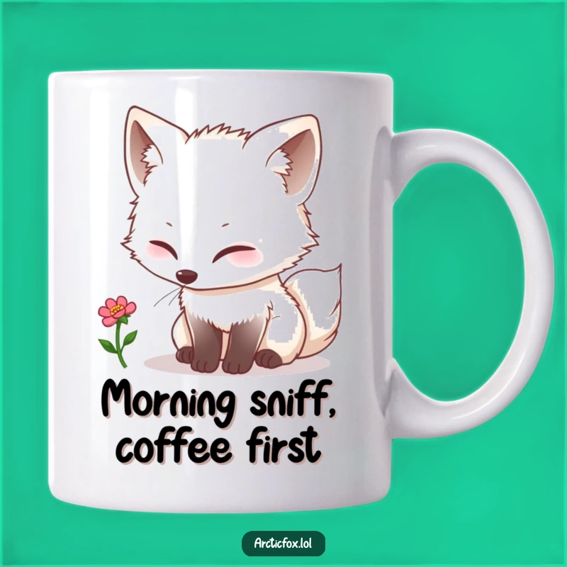 Funny Kawaii Arctic Fox Bloom Mug - Curious & Cute Gift Idea