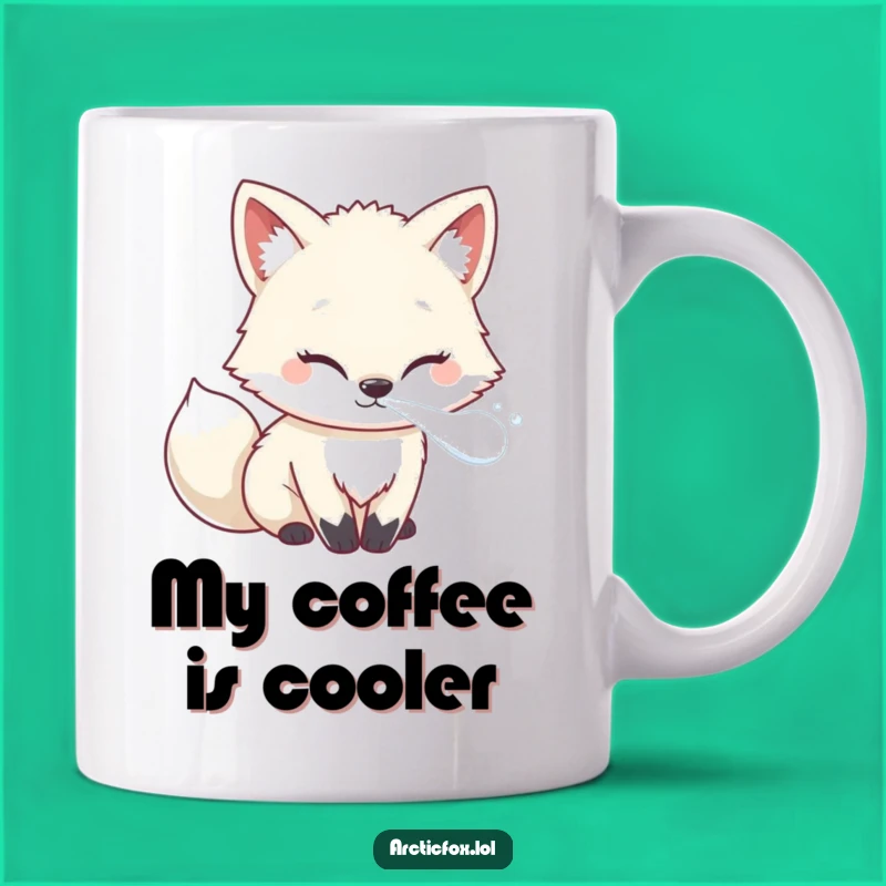 Funny Kawaii Arctic Fox Frosty Breath Mug: A Chilly Laugh, Perfect Gift!