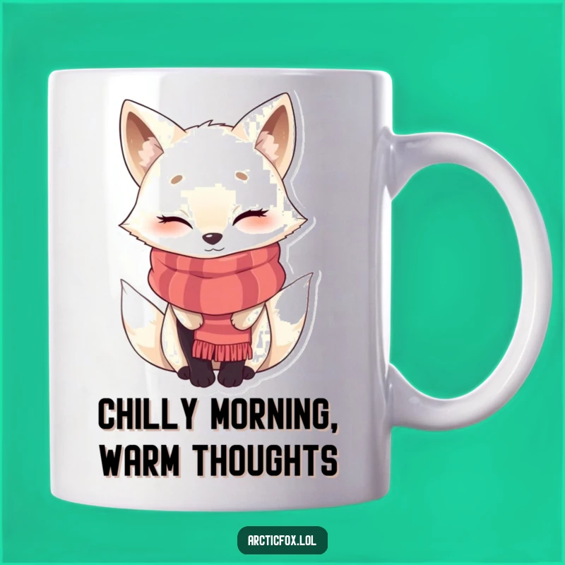 Funny Winking Arctic Fox Scarf Mug - Cozy Animal Lover Gift