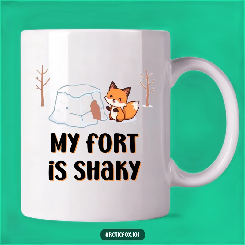 Funny Wobbly Snow Fort Fox Mug: Hilarious Winter Fun, Perfect Snowy Gift