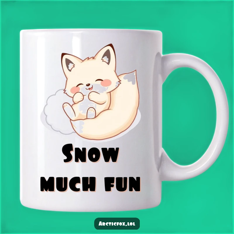 Funny Arctic Fox Snow Roll Mug - Hilarious Winter Fun Fox Gift Idea
