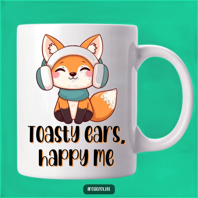 Funny Content Fox Mug: Adorable Earmuff Fox, Perfect Cozy Gift Idea