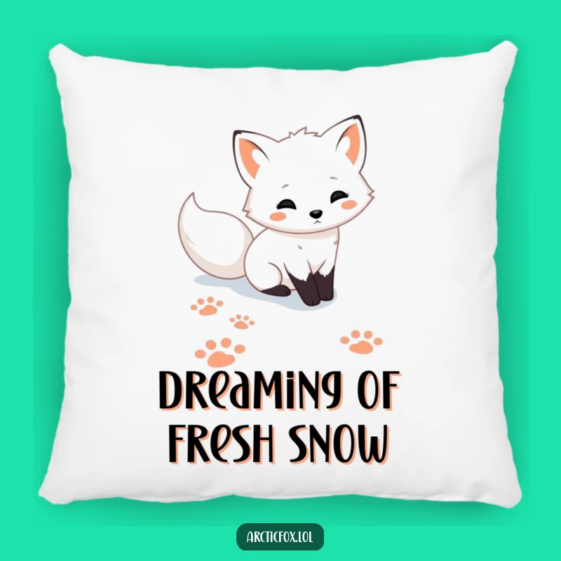 Funny Cute Arctic Fox Paw Prints Snow Pillow - Cozy Home Decor Gift