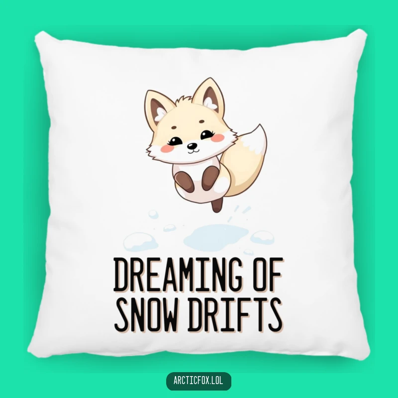 Funny Kawaii Arctic Fox Snow Pillow: Cozy Playful Leap Gift