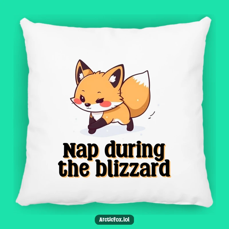 Funny Arctic Fox Determination Pillow - Cozy Winter Accent, Adorable Funny Gift
