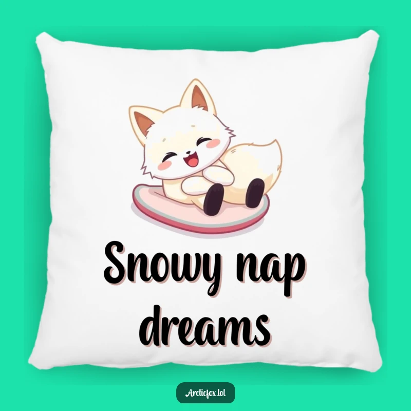 Funny Arctic Fox Snow Slide Pillow: Cozy & Cheerful Winter Fox Cushion Gift