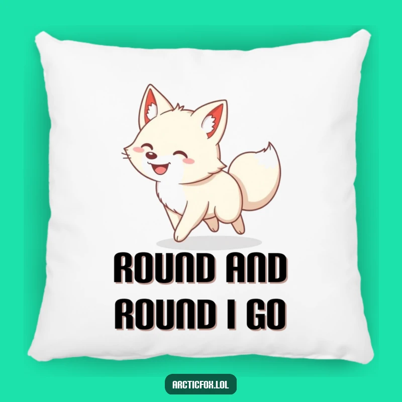 Funny Arctic Fox Tail Chase Pillow - Soft & Comical Cushion for Cheeky Decor
