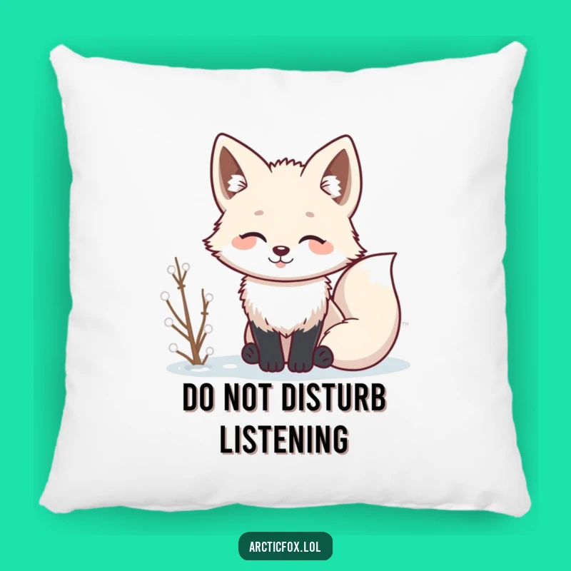 Funny Kawaii Arctic Fox Listening Pillow: Soft Comfort for Attentive Souls