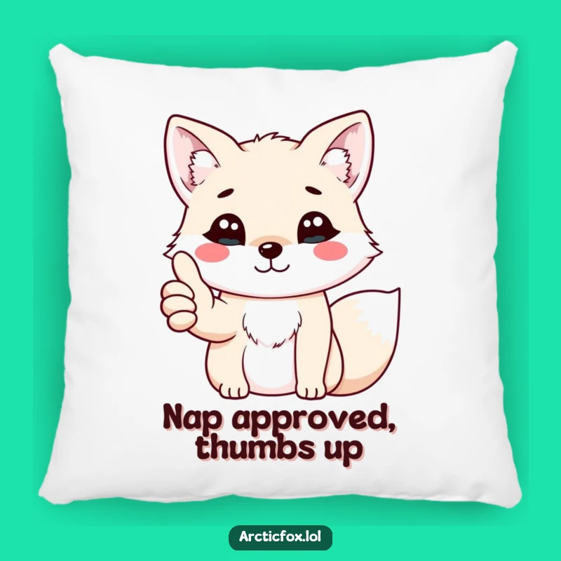 Funny Kawaii Arctic Fox Thumbs Up Pillow - Cozy Cheer Gift
