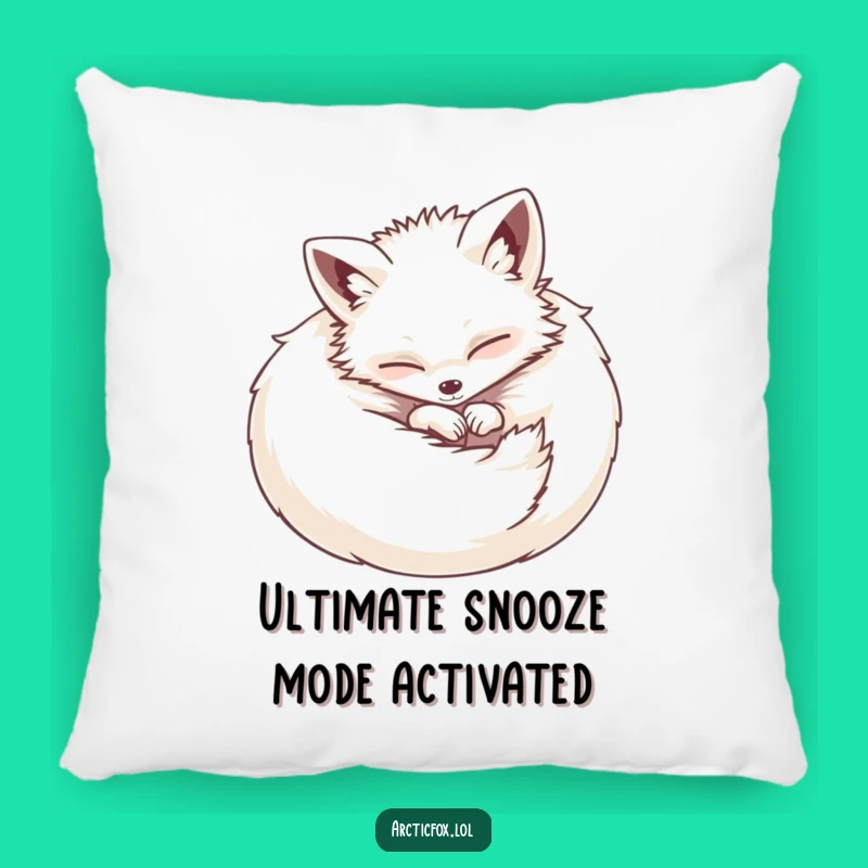 Funny Contented Fox Pillow: Cozy Ball, Happy Arctic Fox, Gift