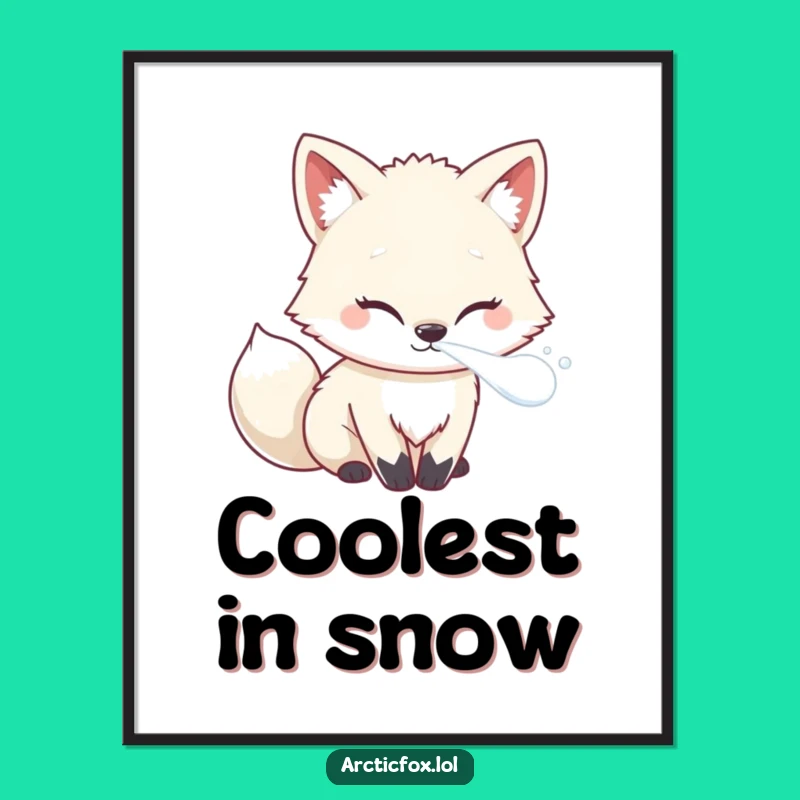 Funny Kawaii Arctic Fox Digital Art: Frosty Breath Charm, Perfect Gift!