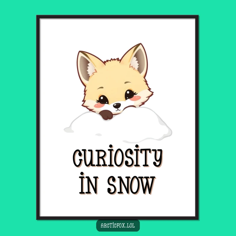 Kawaii Arctic Fox Digital Art - Curious Gaze, Adorable Humorous Gift for Walls