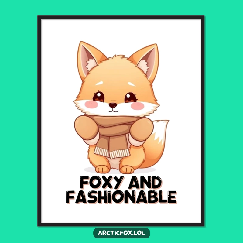 Funny Fluffy Fox Digital Art: Cozy Winter Animal Print for Decor