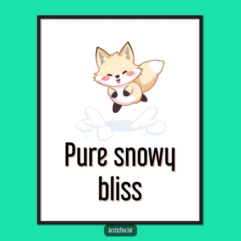 Funny Arctic Fox Digital Art: Joyful Snow Leap, Winter Whimsy