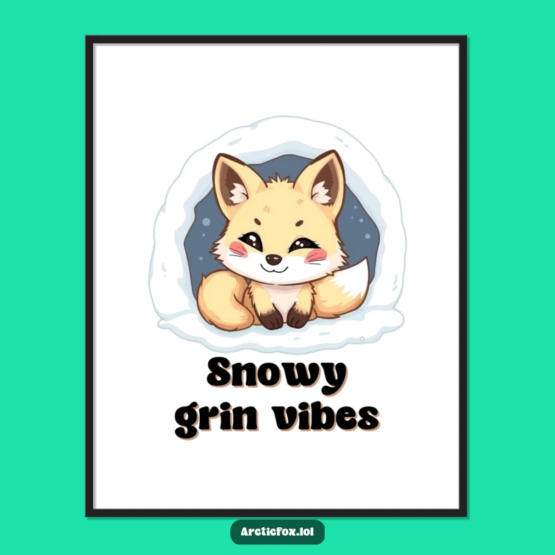 Funny Arctic Fox Digital Art: Mischief Grins from Snowy Den - Instant Gift