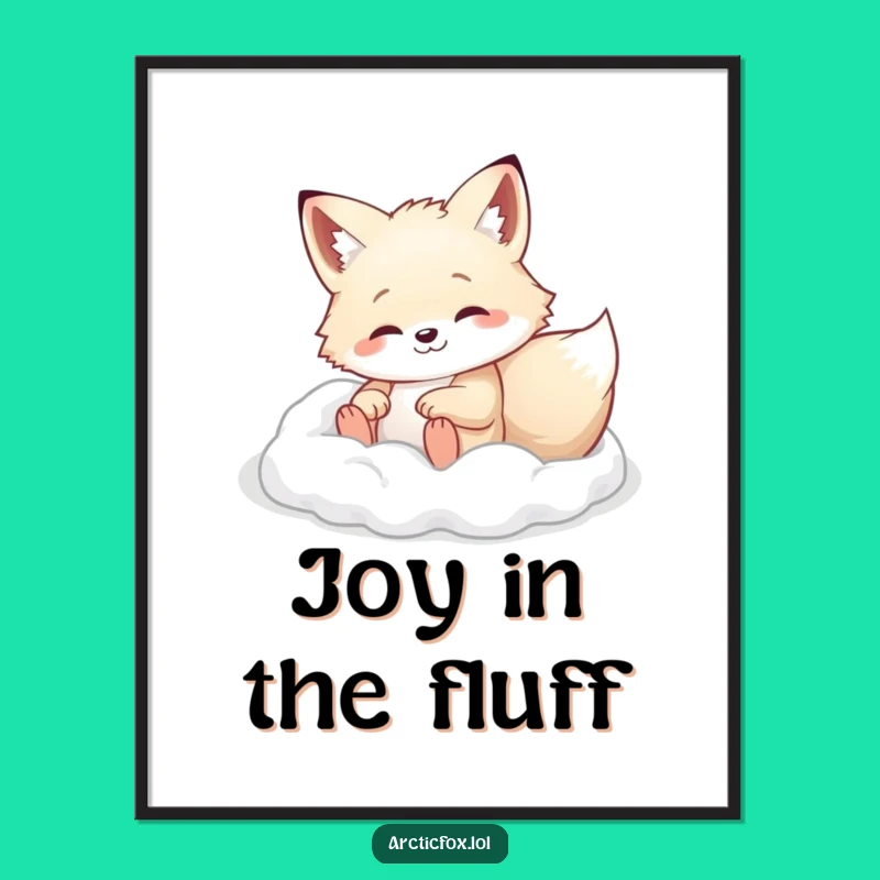 Funny Arctic Fox Rolling Digital Art - Winter Joy, Humorous Gift for Walls