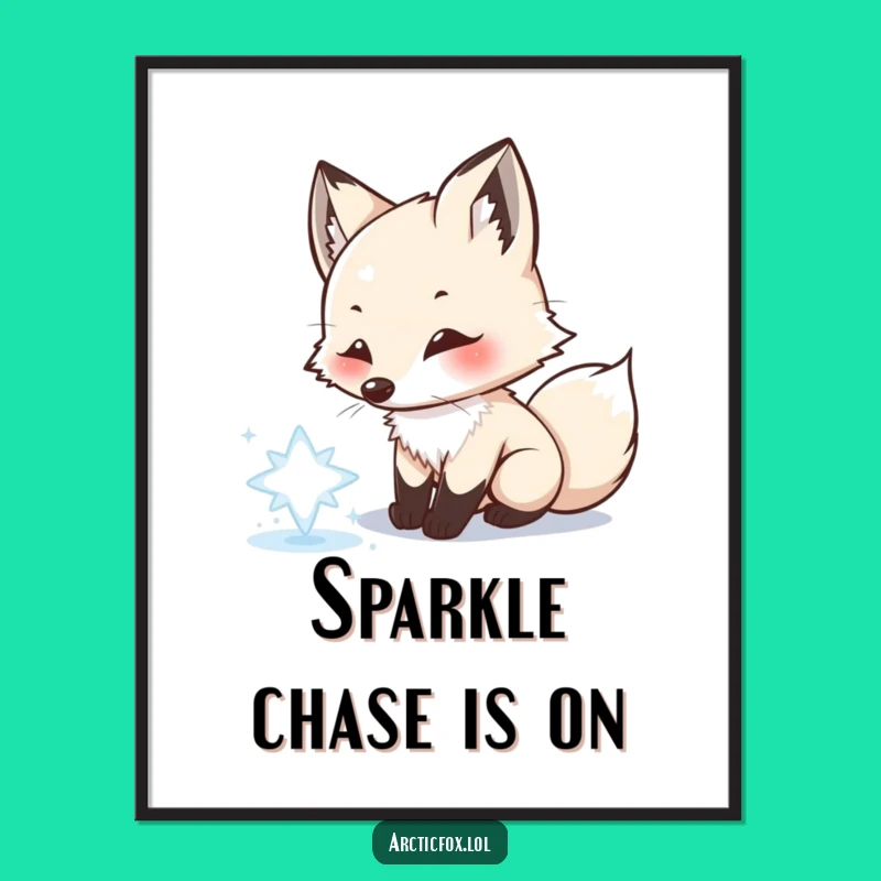 Funny Arctic Fox Snowflake Digital Art: Playful Winter Scene - Instant Gift