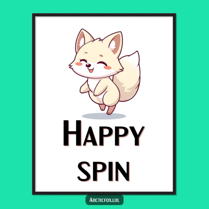 Funny Arctic Fox Spin Digital Art Print: Joyful Wall Decor for a Hilarious Funny Gift!