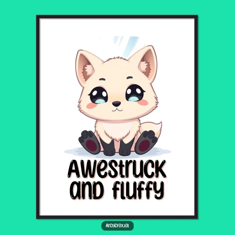 Funny Aurora Arctic Fox Digital Art - Magical Instant Download