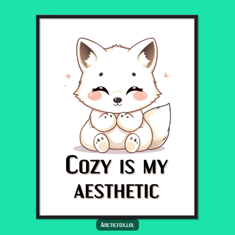 Funny Cozy Arctic Fox Digital Art - Instant Warmth and Happiness Download