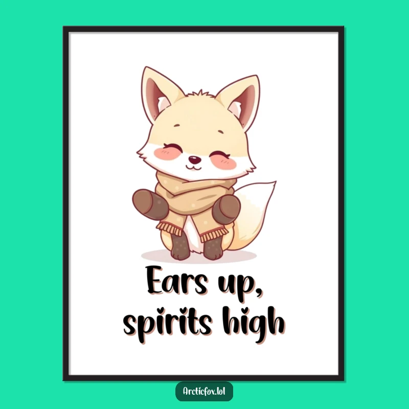 Funny Giggling Fox Digital Print: Cute Arctic Fox Wall Art